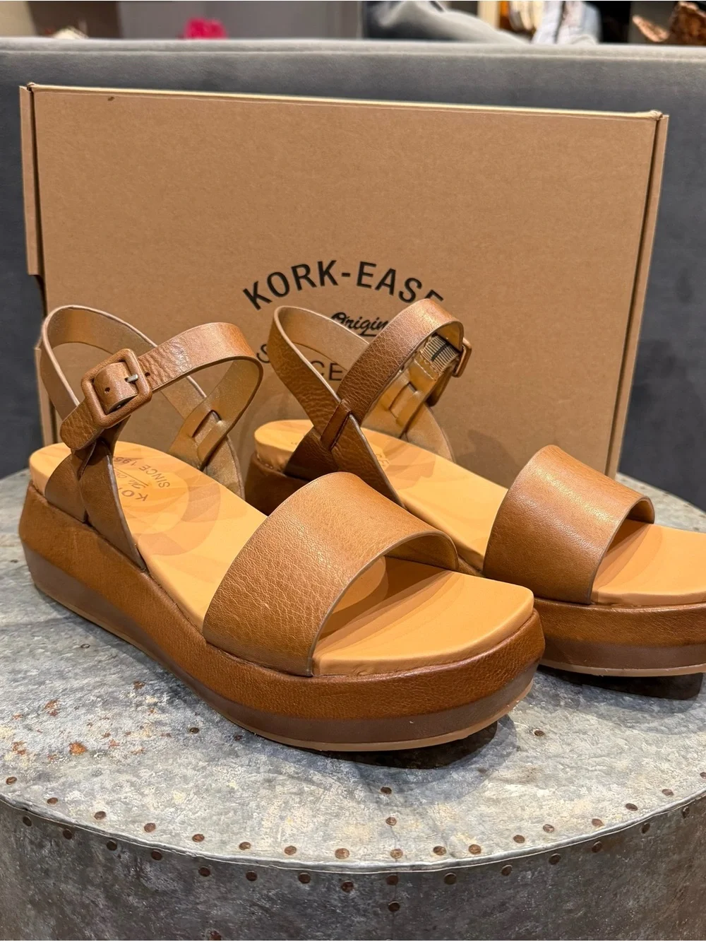 Kork-Ease Hallie Women's Brown Leather Platform Sandals